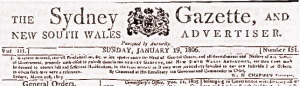 Masthead of the Sydney Gazette, two years before the Usurpation began.